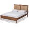 Baxton Studio Redmond Mid-Century Modern Walnut Brown Finished Wood and Synthetic Rattan Queen Size Platform Bed 183-11058-Zoro - alternate 9
